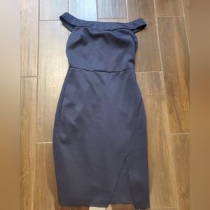 Pencil navy blue pattern dress size 4 business casual very elegant.  Wedding par